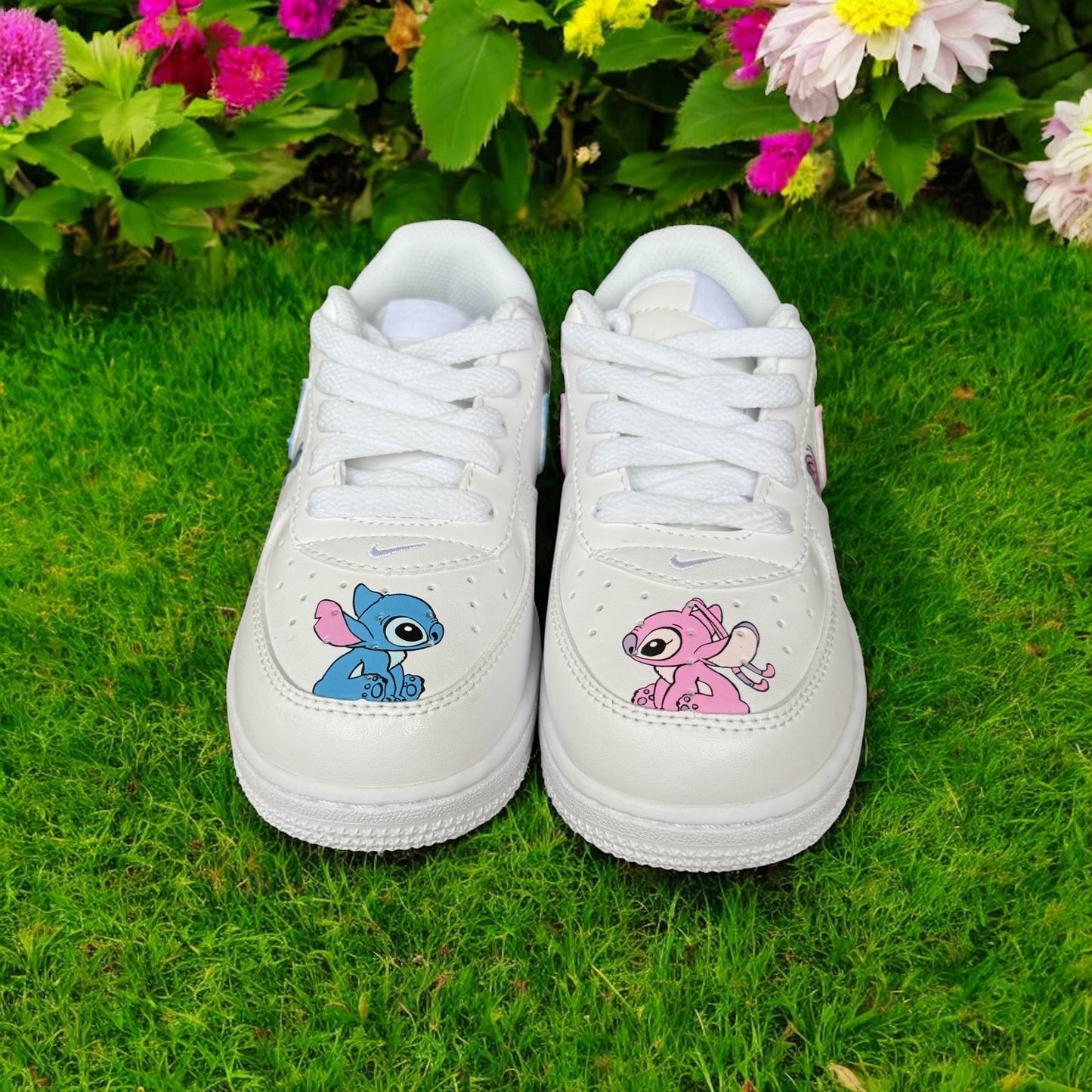 Blue Pink Stitch Butterfly Drip Custom Shoes