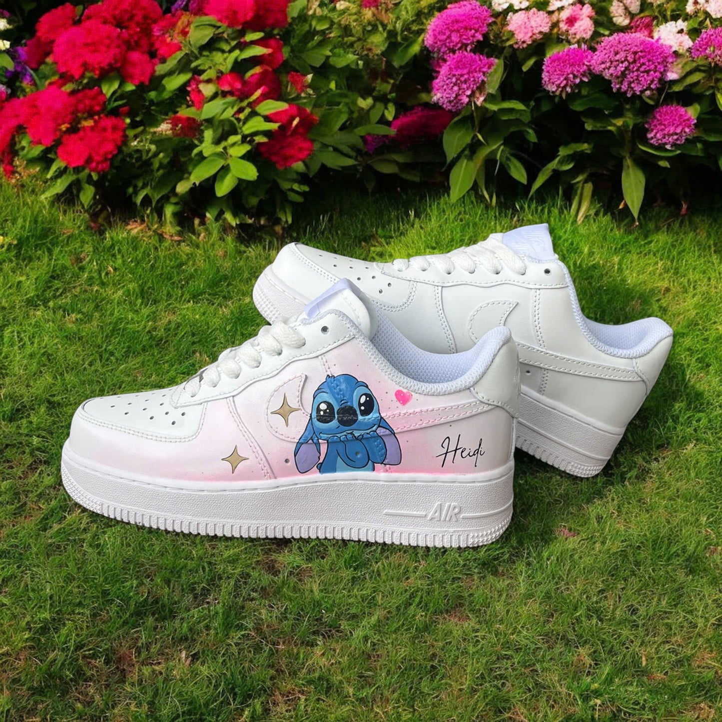 Blue Stitch Heart Cartoon Custom Sneaker Air Force 1