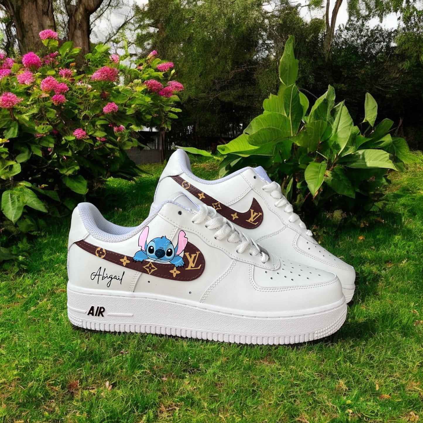 Stitch Brown LV Custom Shoes Air Force 1's