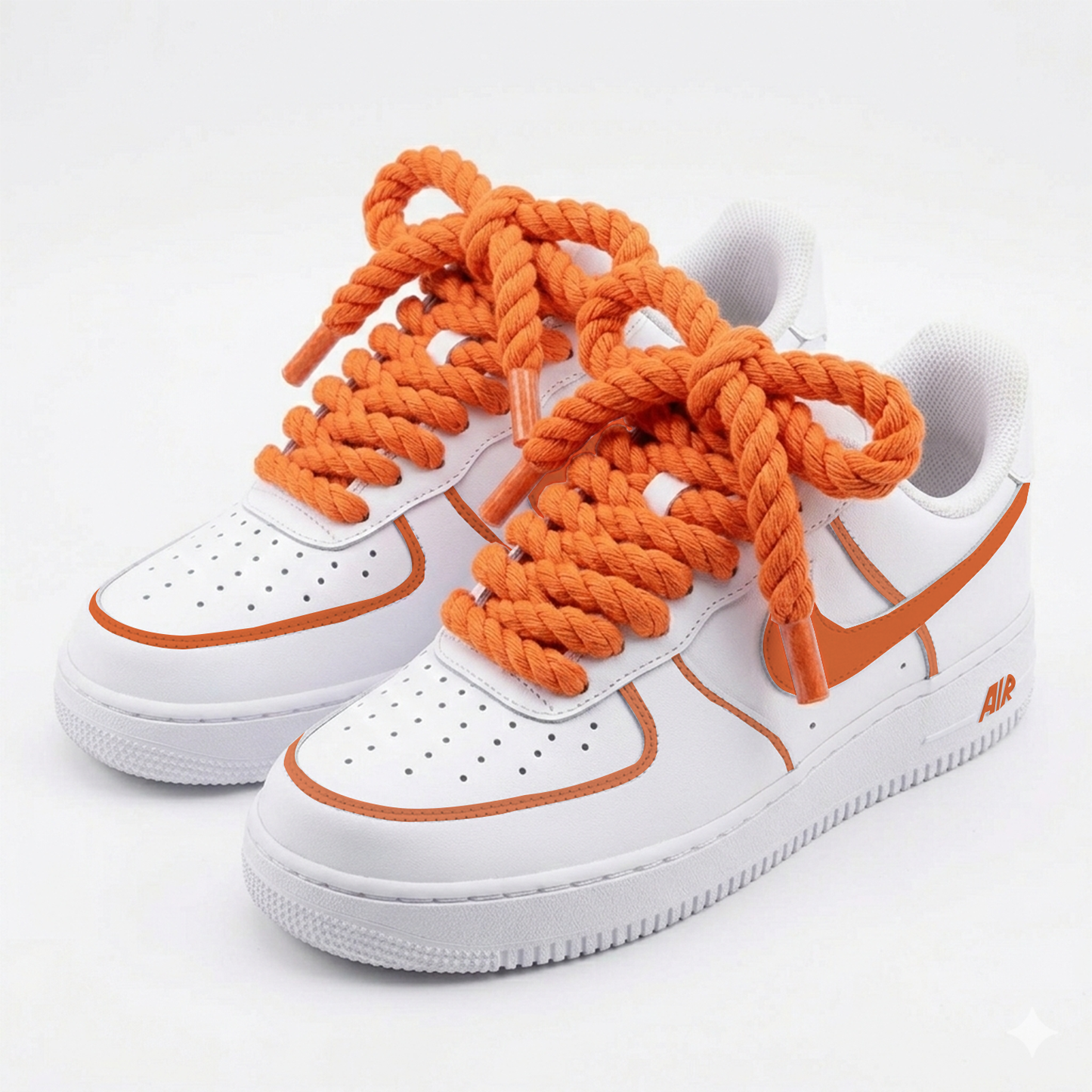 Orange Line Rope Lace Custom Sneakers - White Air Force 1