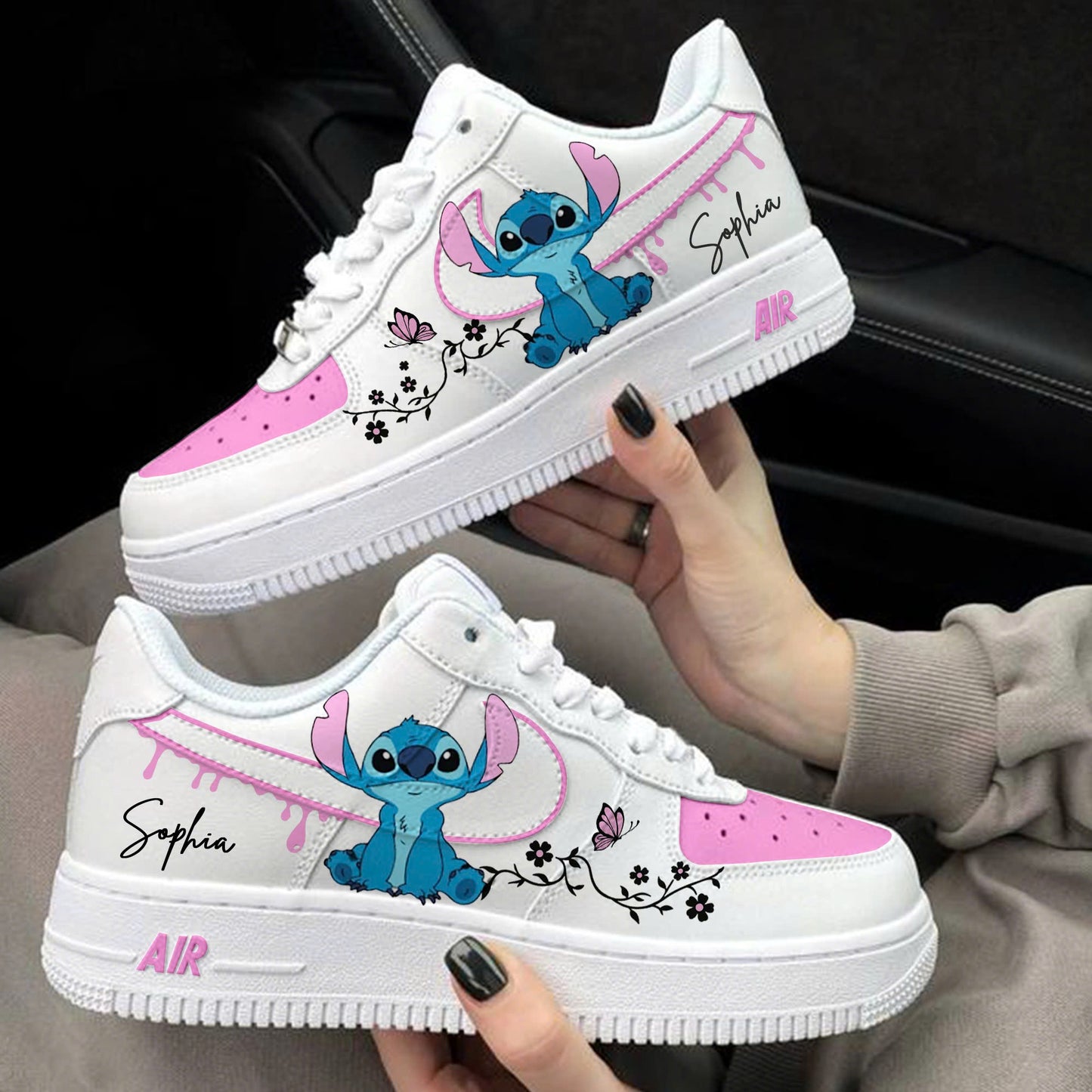 Stitch Flower Drip Custom Shoes Air Force 1 Sneakers
