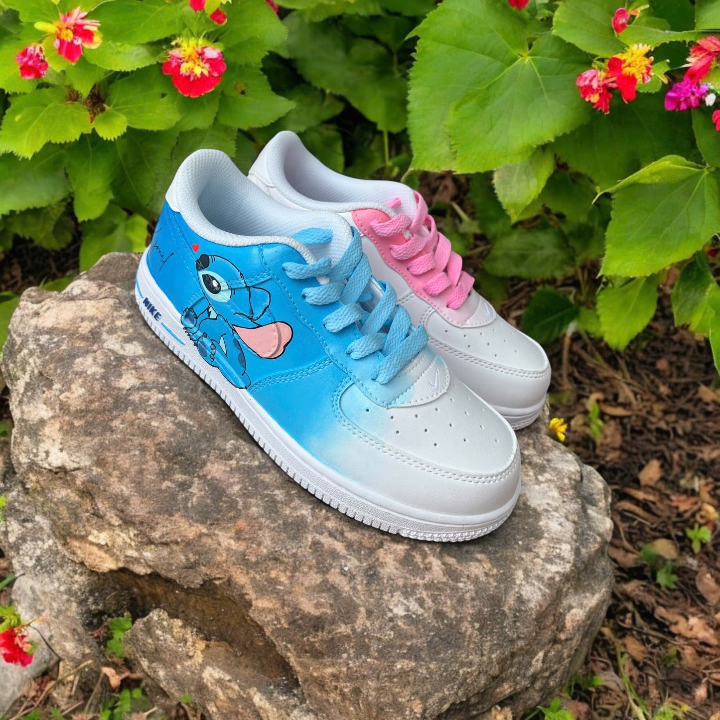 Blue Pink Stitch Cartoon Custom Sneaker Air Force 1