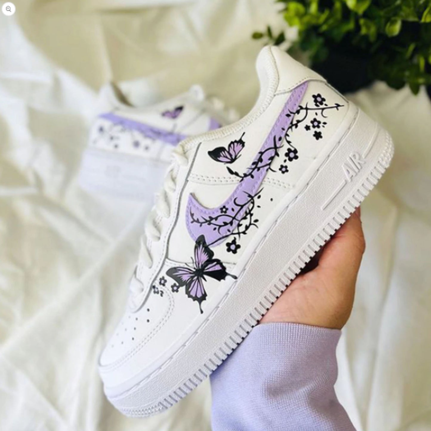 Purple Butterflies Flower Custom Sneaker