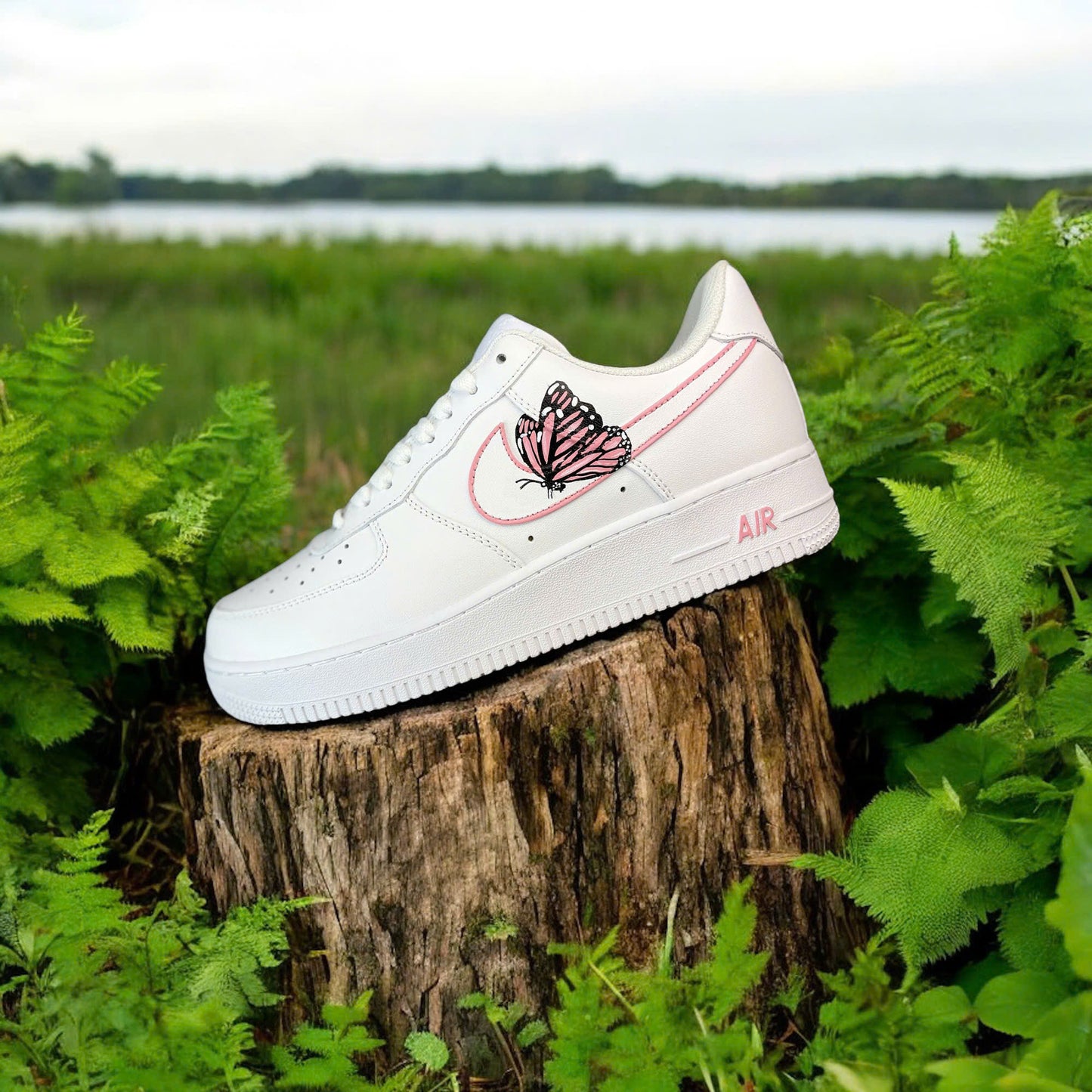 Cute Pink Air Butterfly Custom Sneaker