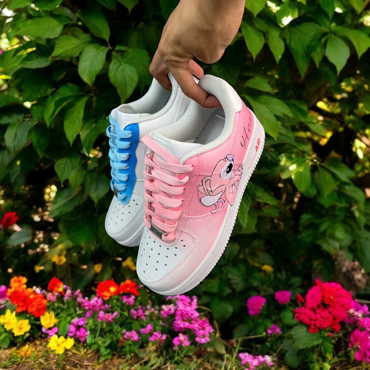 Blue Pink Stitch Cartoon Custom Sneaker Air Force 1