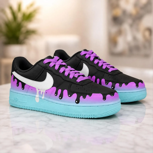 Black Purple Blue Drip Custom Shoes AF1