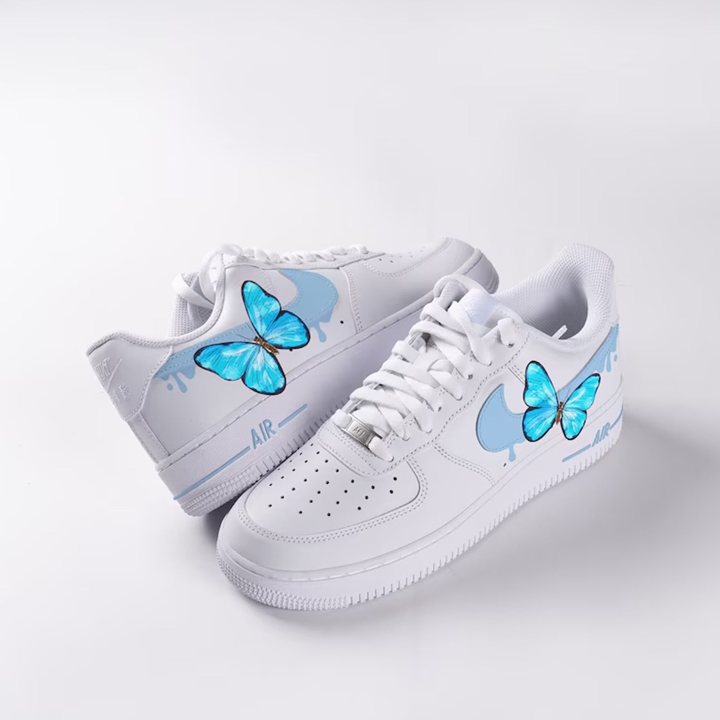 Blue Drip Butterfly Flower Custom Sneaker