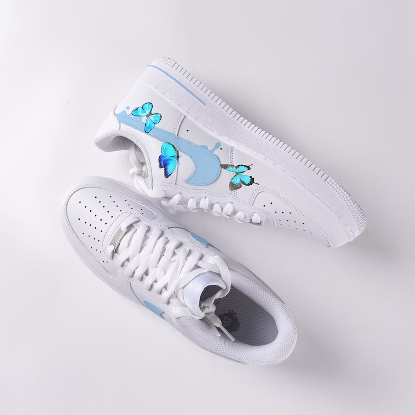 Blue Drip Butterfly Flower Custom Sneaker