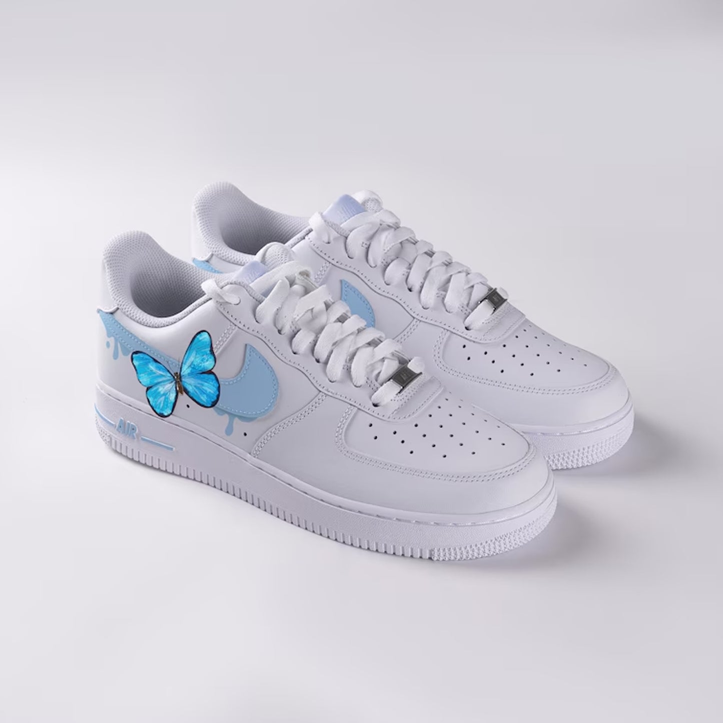 Blue Drip Butterfly Flower Custom Sneaker