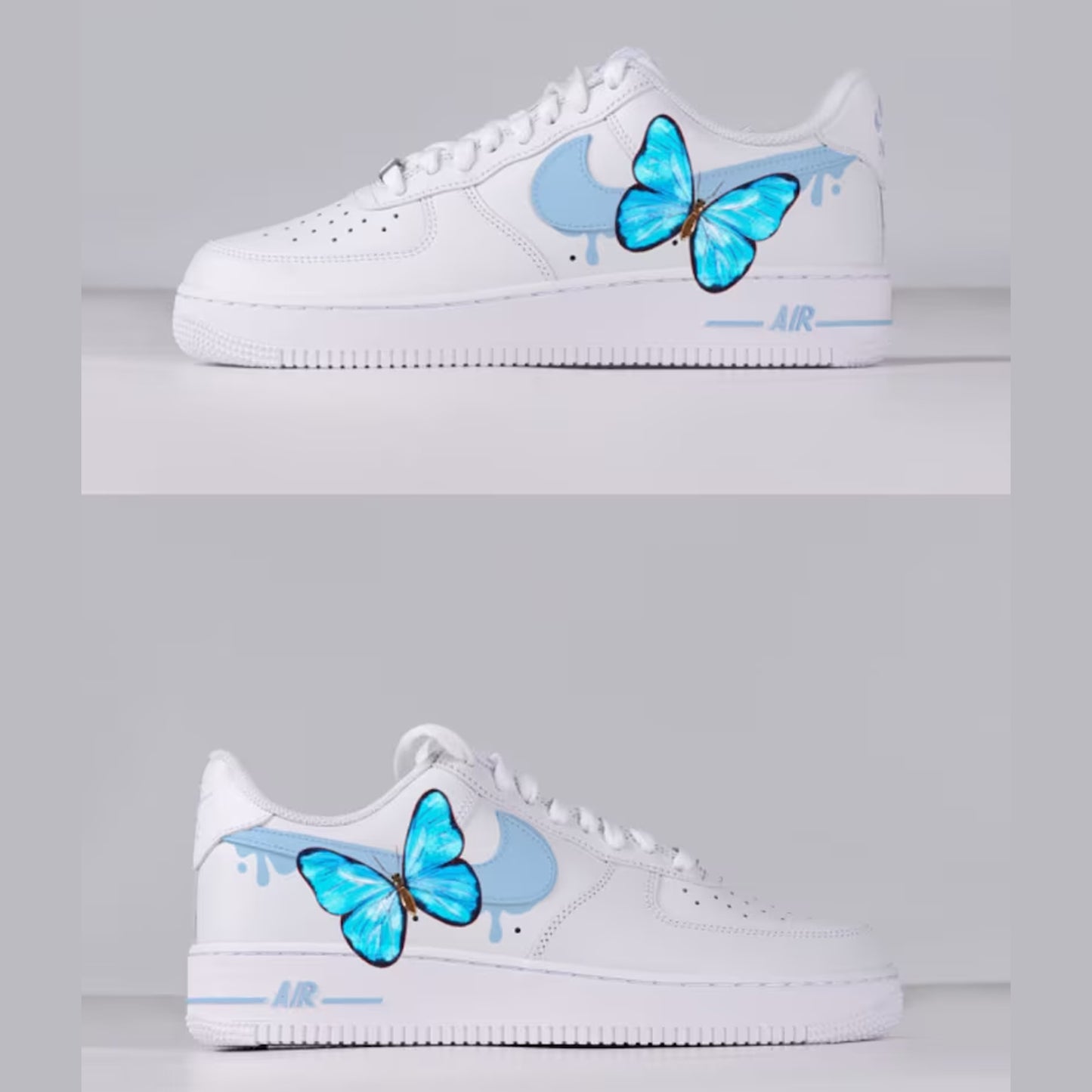 Blue Drip Butterfly Flower Custom Sneaker