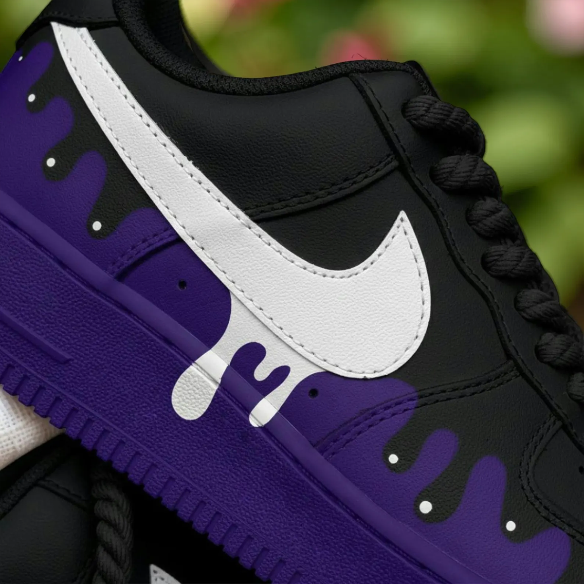 Deep Blue Black Drip Custom Shoes AF1