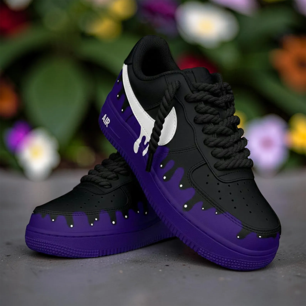 Deep Blue Black Drip Custom Shoes AF1