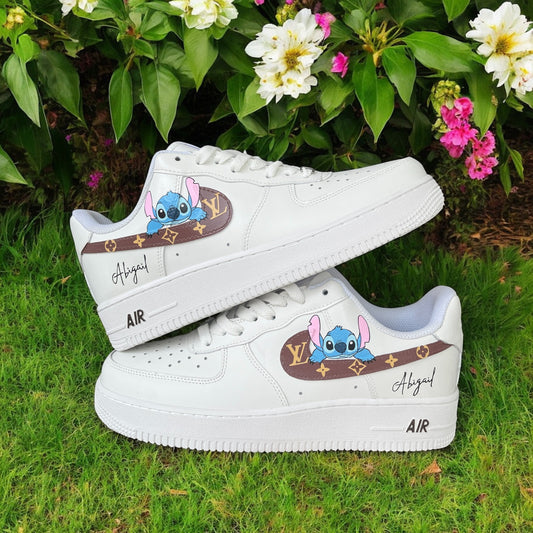 Stitch Brown LV Custom Shoes Air Force 1's