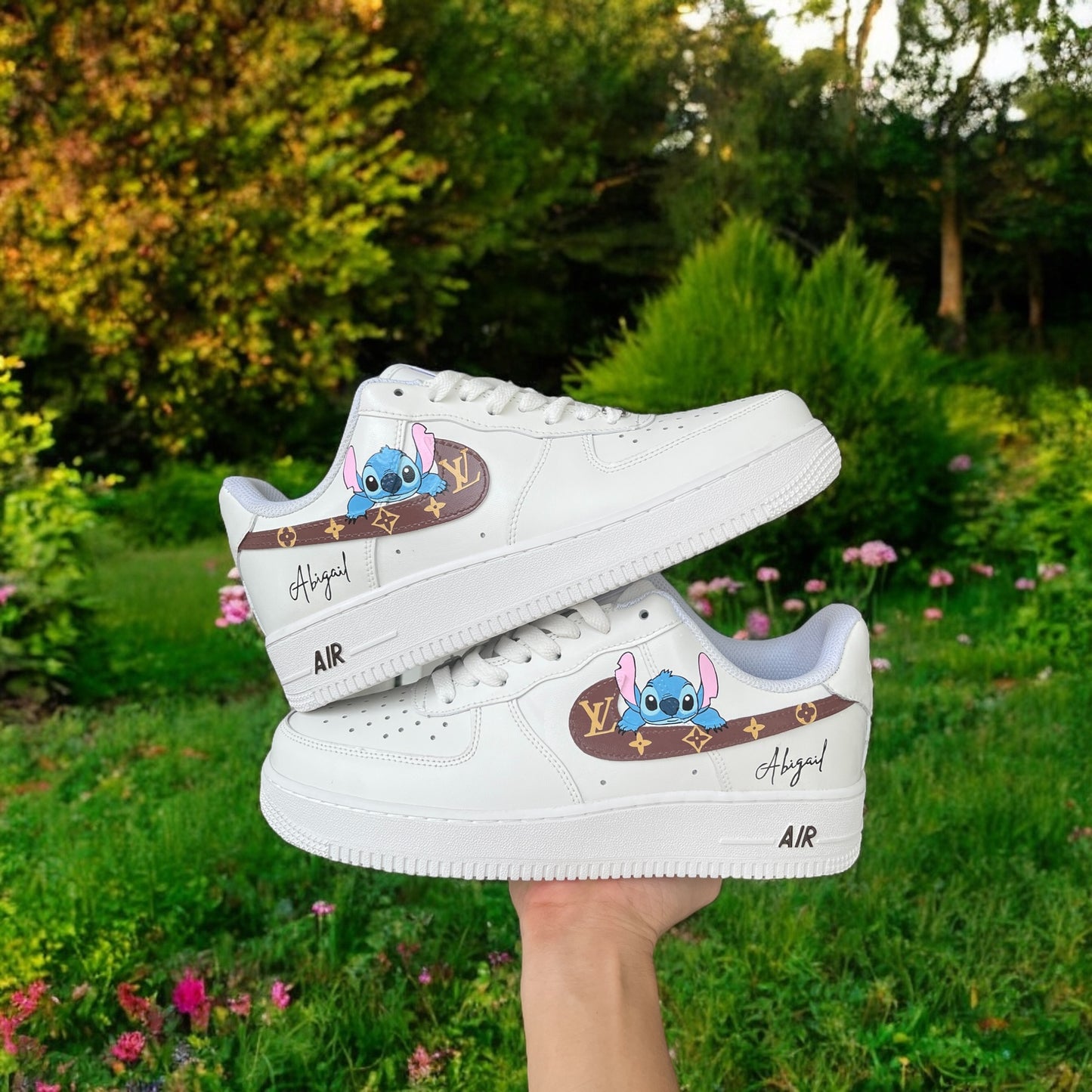 Stitch Brown LV Custom Shoes Air Force 1's