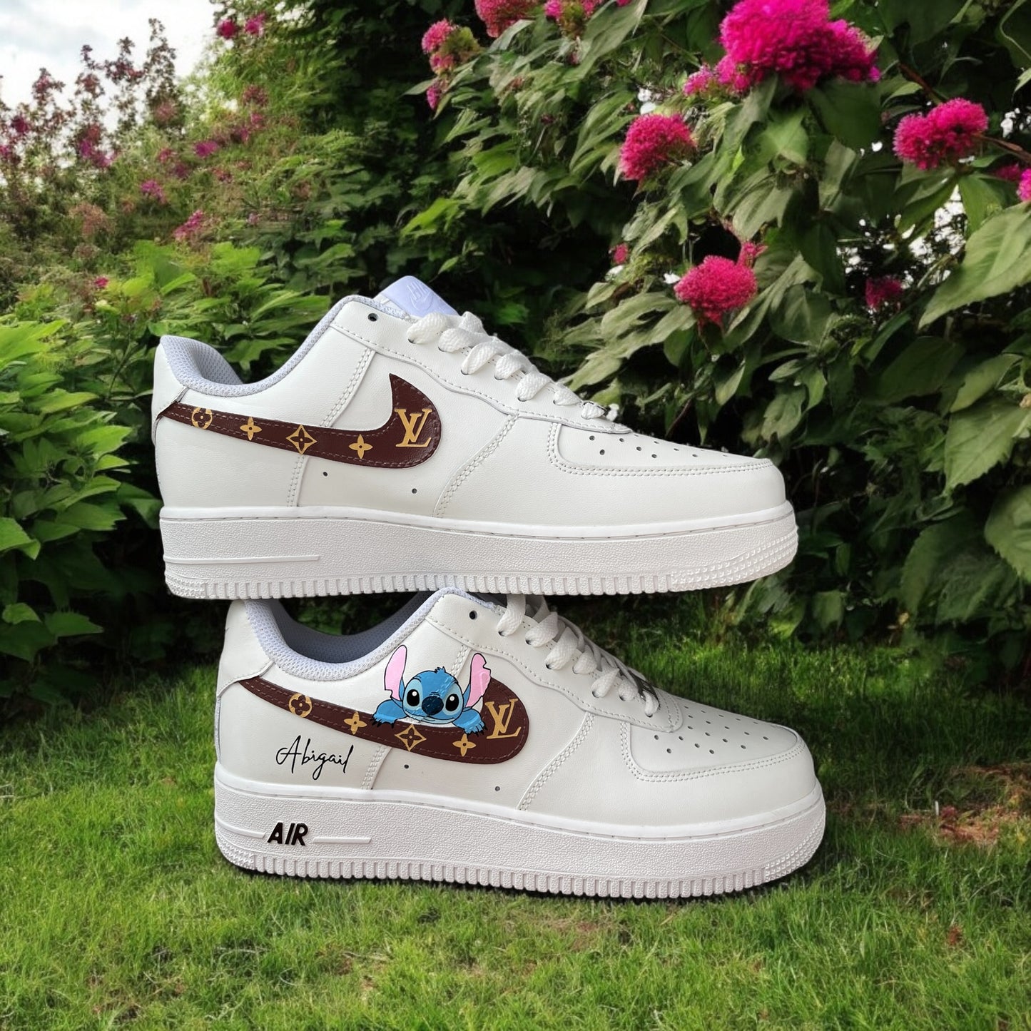 Stitch Brown LV Custom Shoes Air Force 1's