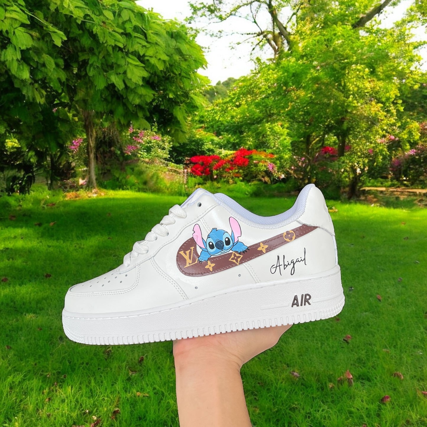 Stitch Brown LV Custom Shoes Air Force 1's