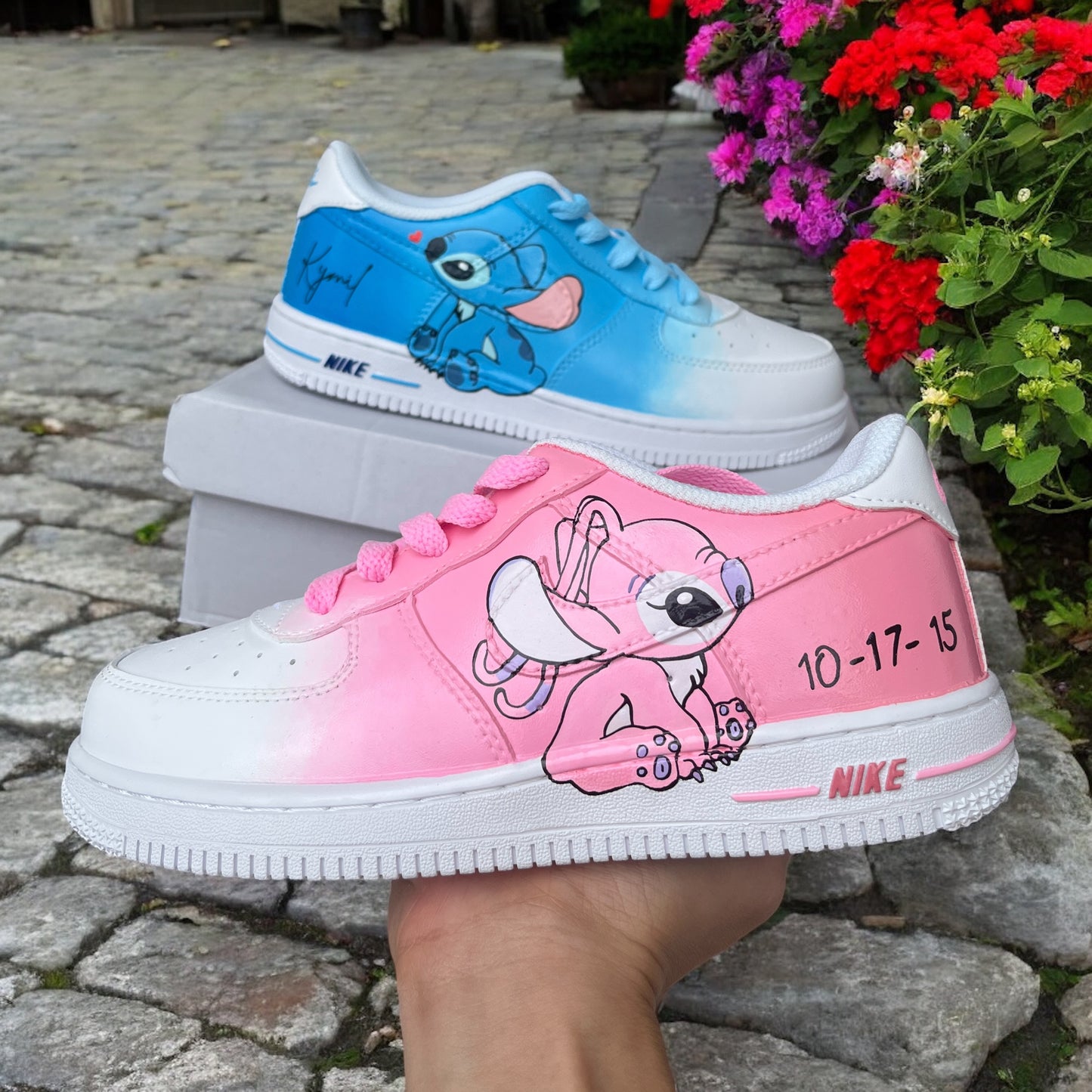 Blue Pink Stitch Cartoon Custom Sneaker Air Force 1