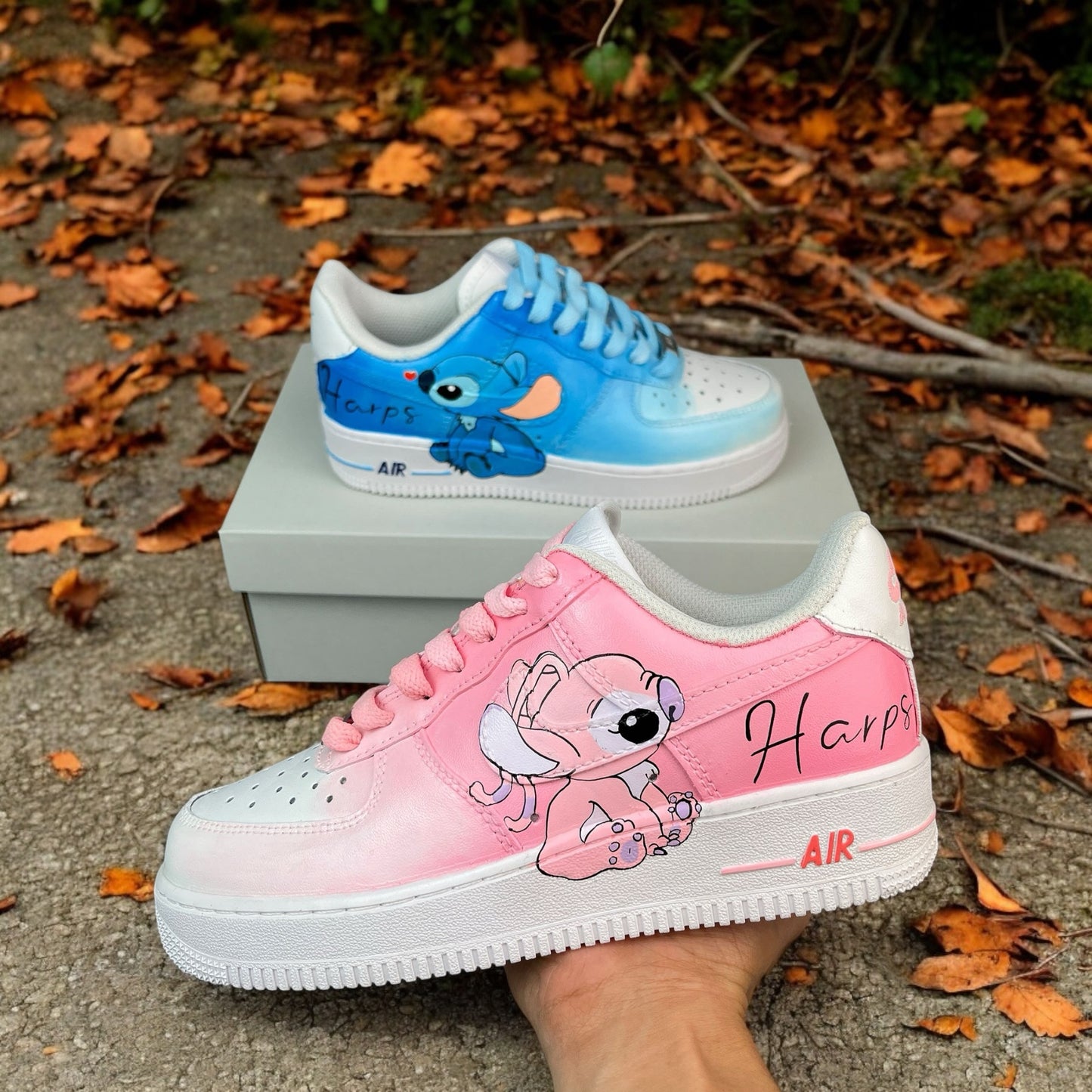 Blue Pink Stitch Cartoon Custom Sneaker Air Force 1