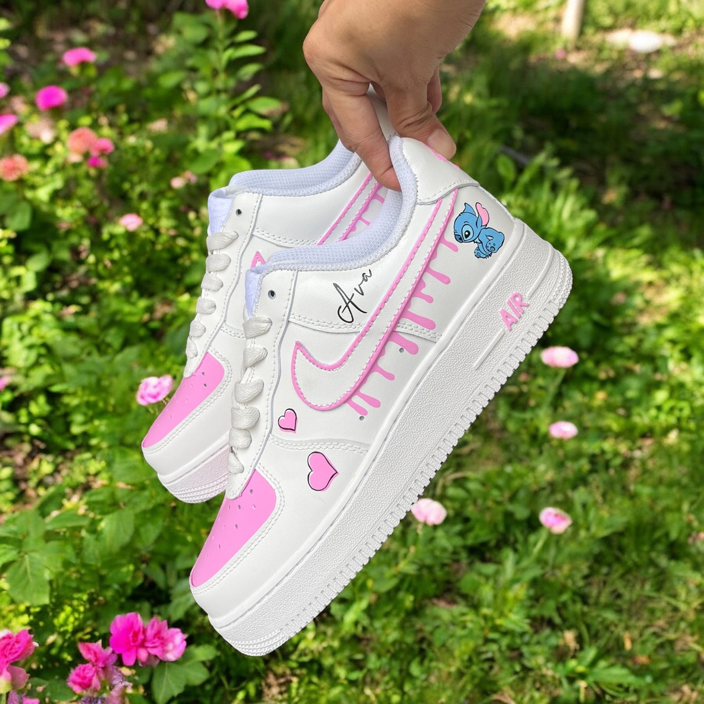 Pink Drip Stitch Custom Shoes Air Force 1