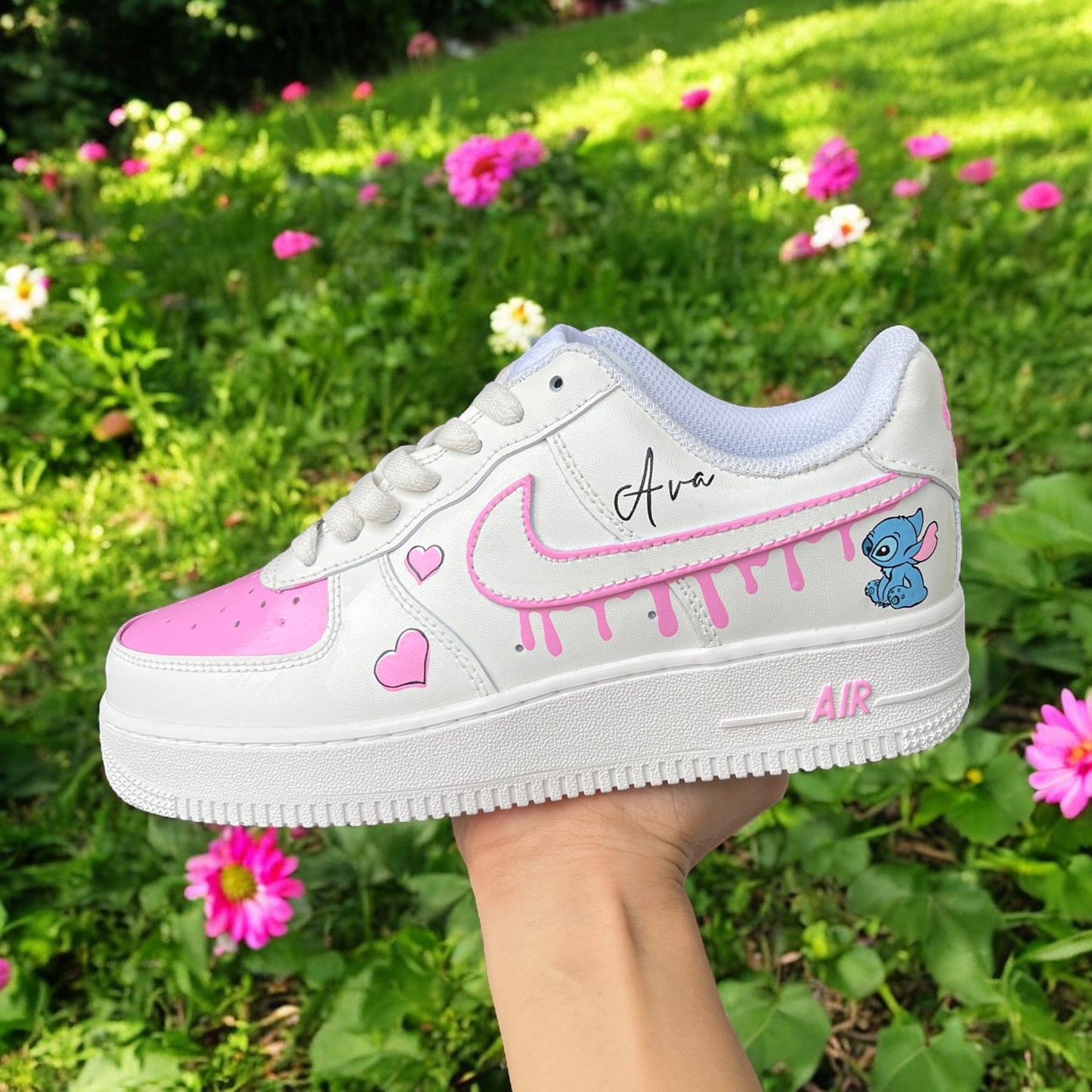 Pink Drip Stitch Custom Shoes Air Force 1