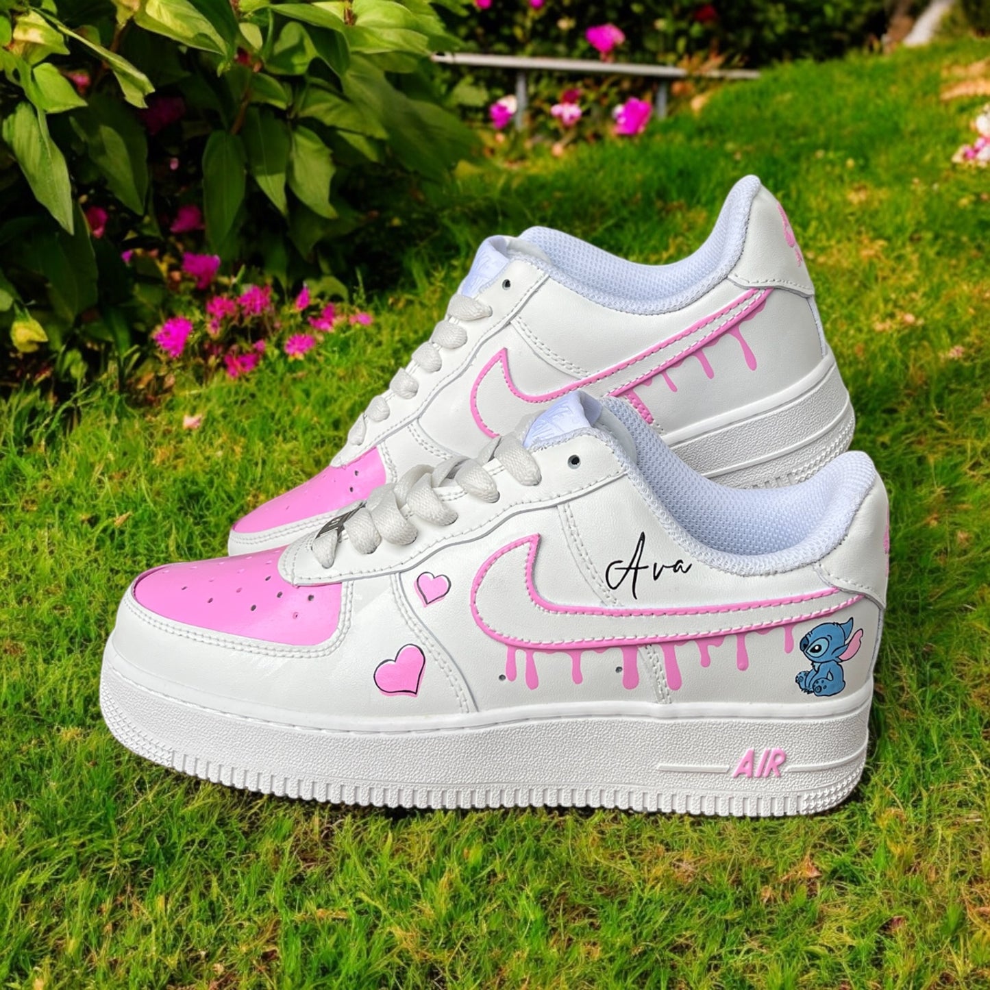 Pink Drip Stitch Custom Shoes Air Force 1