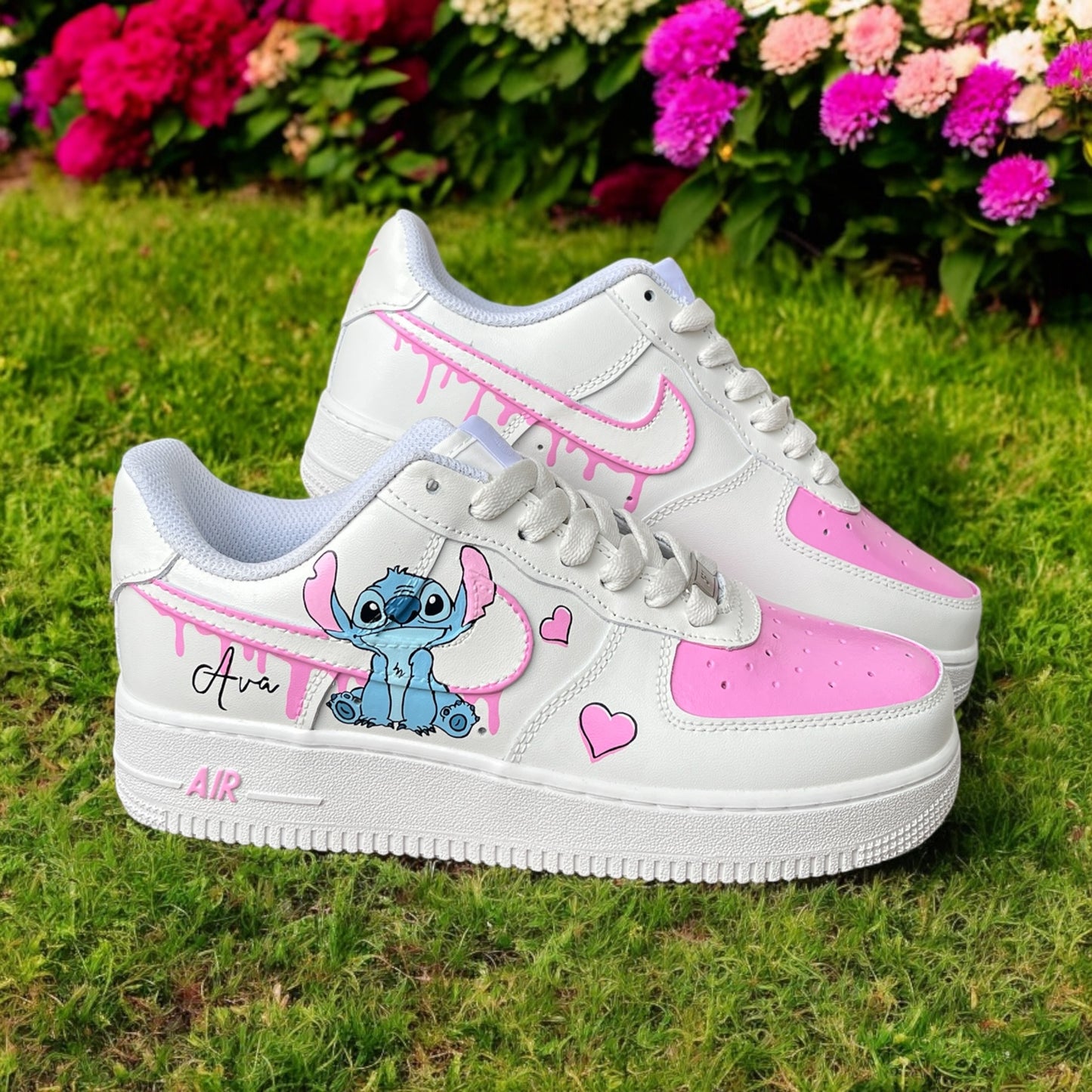 Pink Drip Stitch Custom Shoes Air Force 1