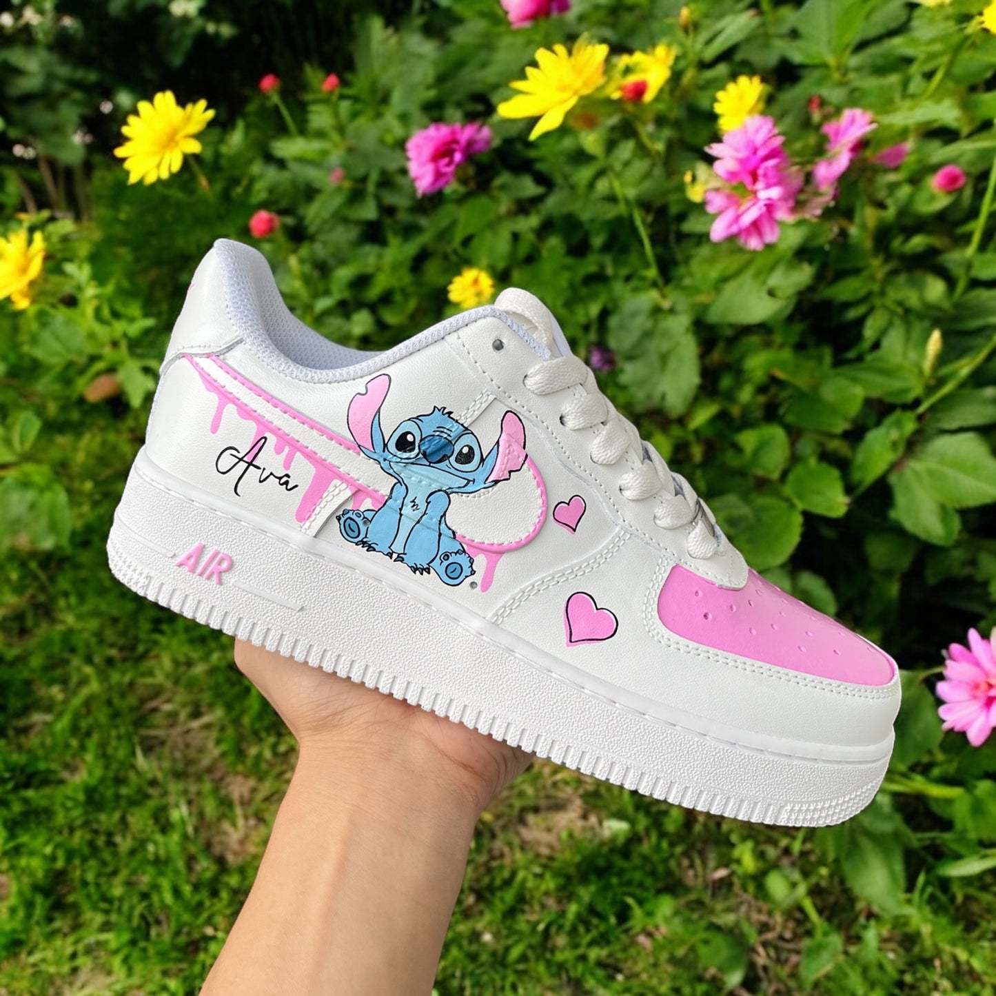 Pink Drip Stitch Custom Shoes Air Force 1