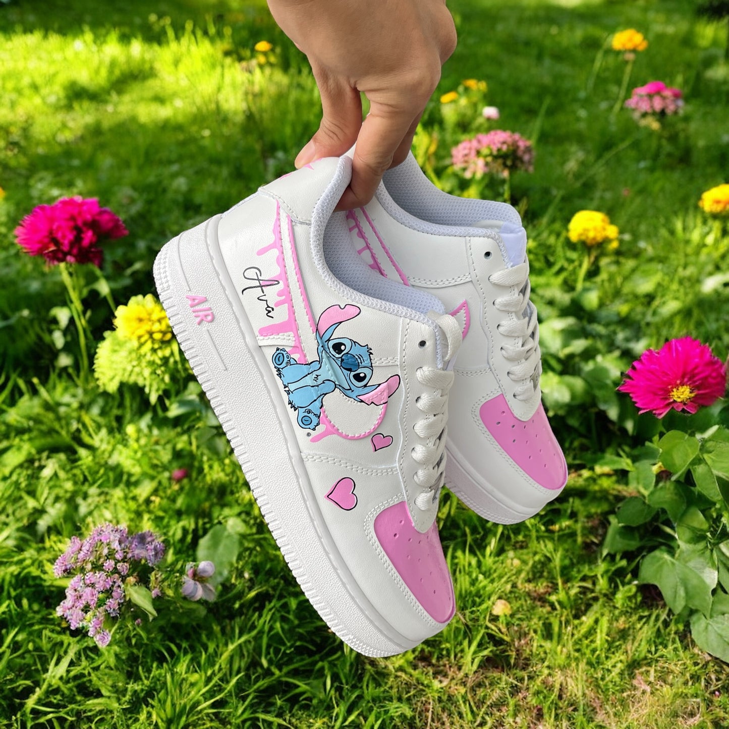 Pink Drip Stitch Custom Shoes Air Force 1