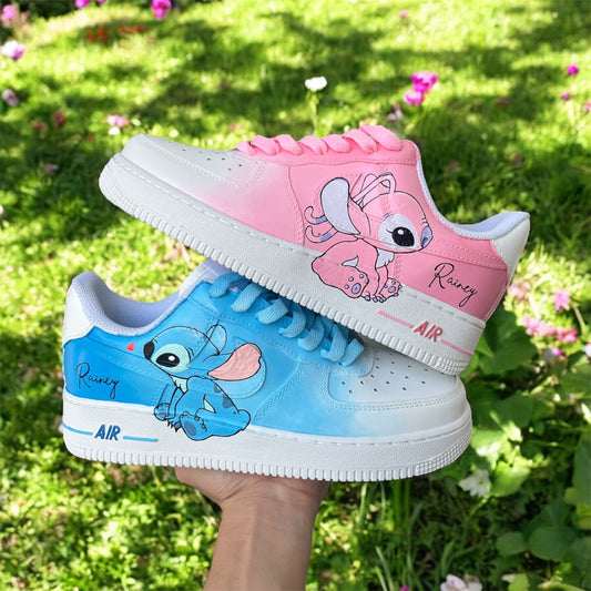 Blue Pink Stitch Cartoon Custom Sneaker Air Force 1