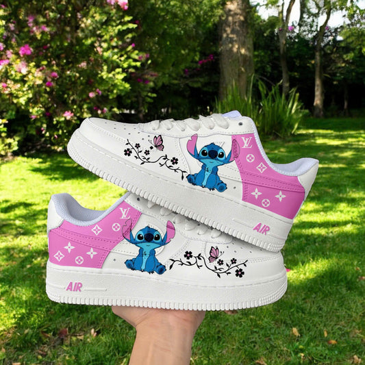 Pink Stitch Flower LV Custom Shoes Air Force 1 Sneakers
