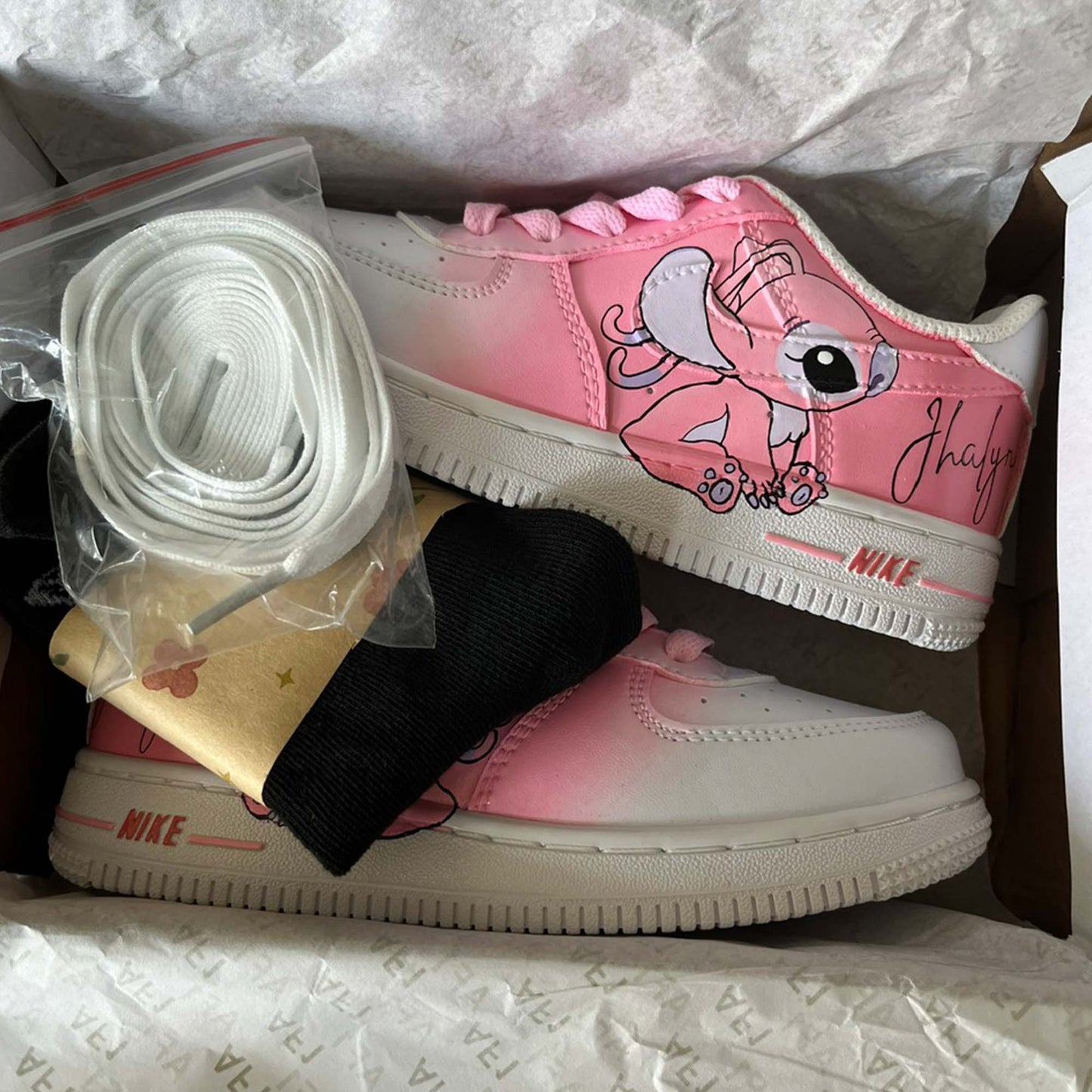 Pink Stitch AF1 Kids Custom Sneaker