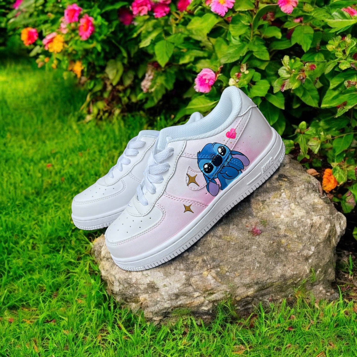 Blue Stitch Heart Cartoon Custom Sneaker Air Force 1