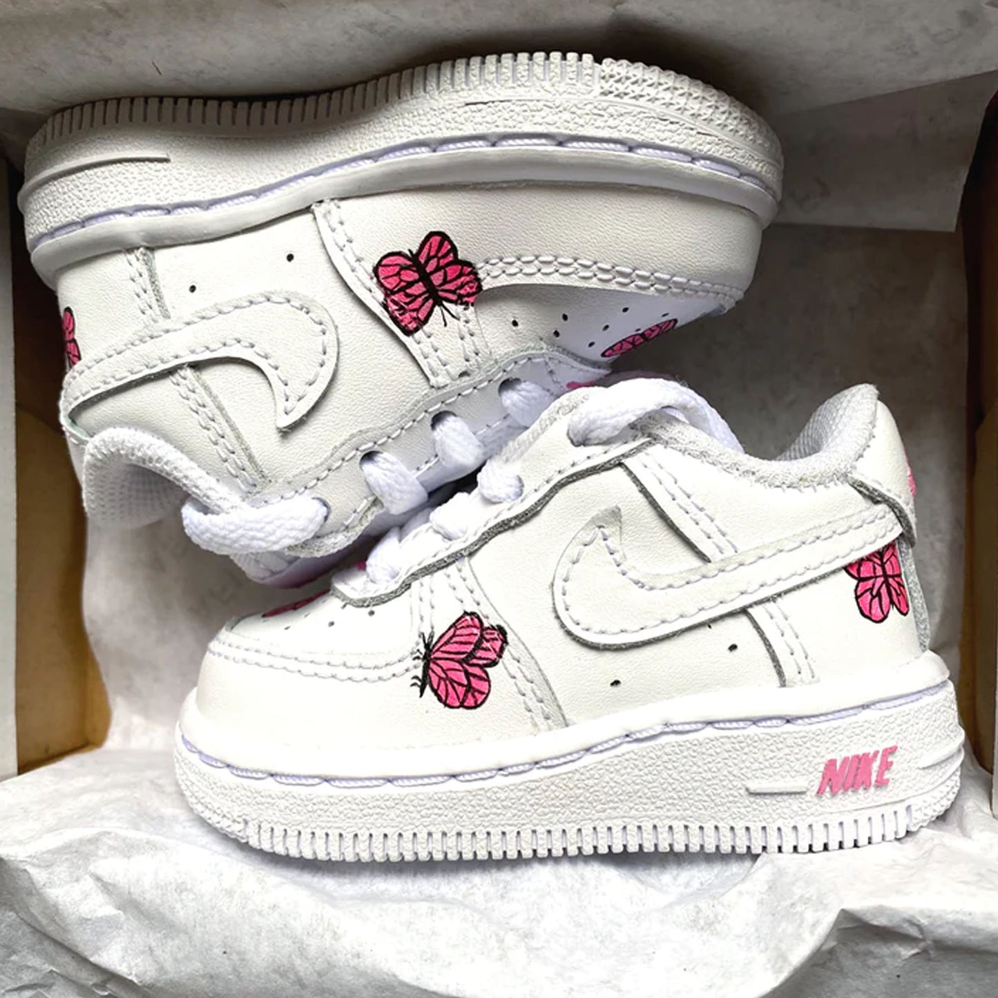 Red Butterfly AF1 Kids Custom Sneaker