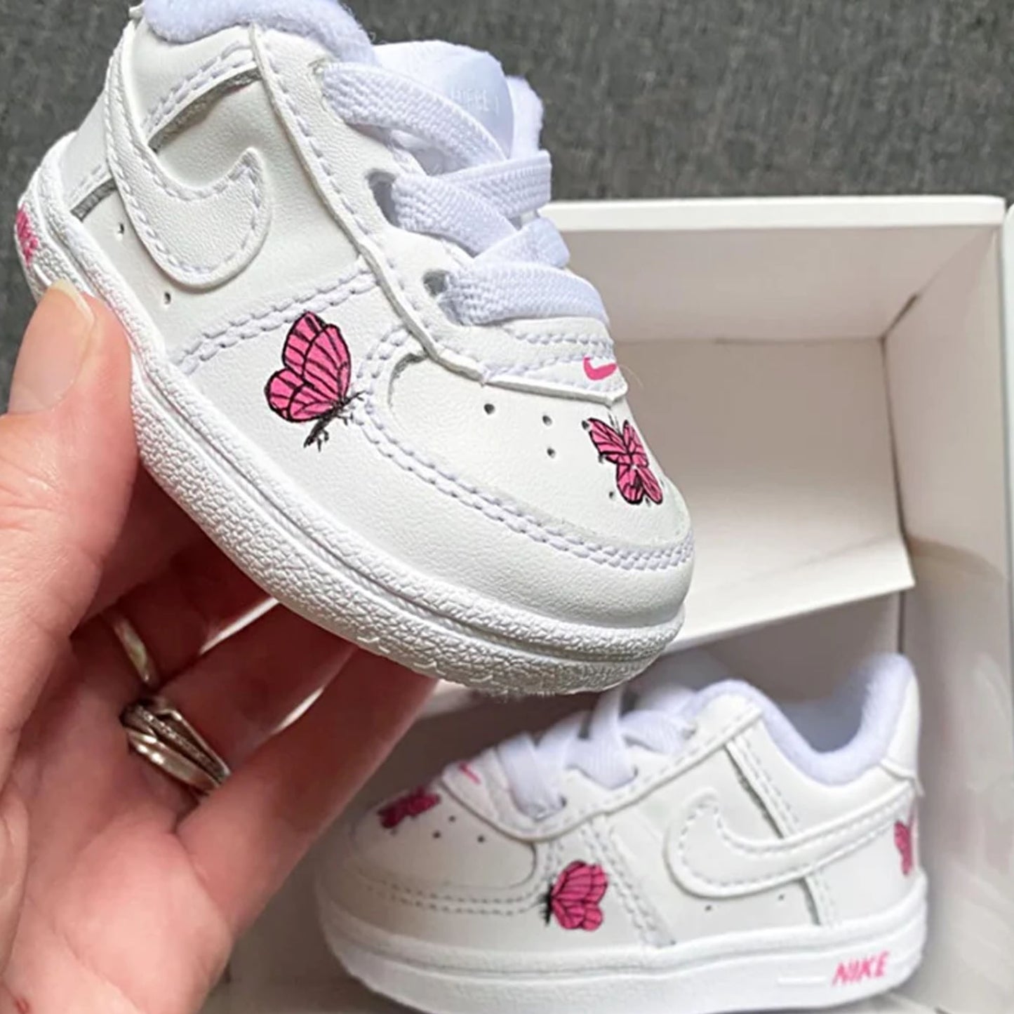 Red Butterfly AF1 Kids Custom Sneaker