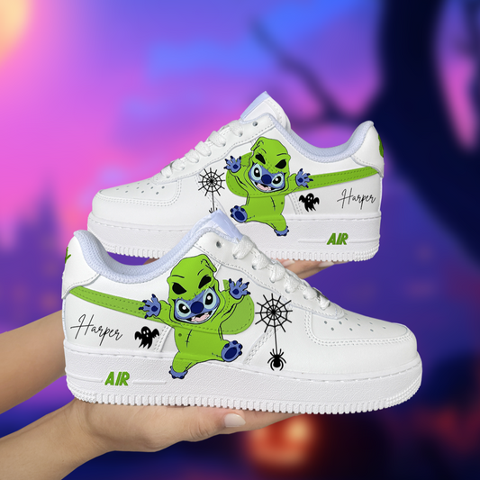 Stitch Halloween Green Custom Shoes AF1