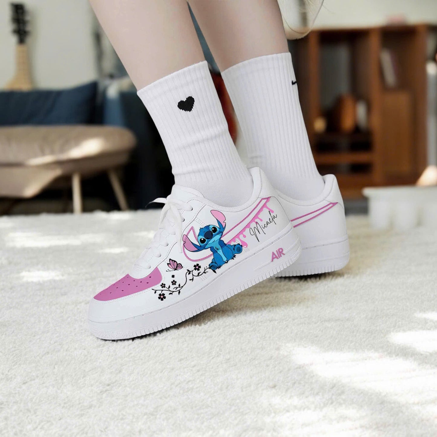 Stitch Flower Drip Custom Shoes Air Force 1 Sneakers