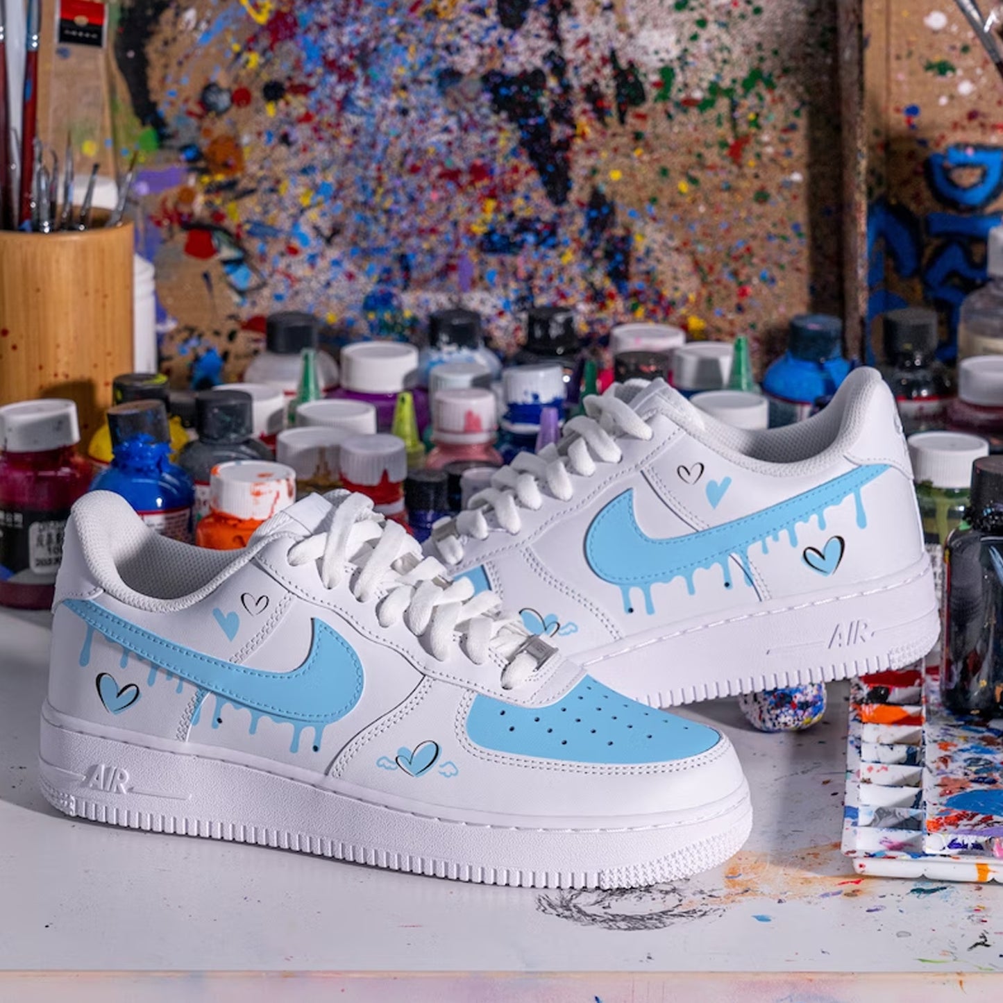 Blue Drip Swoosh Custom Sneaker