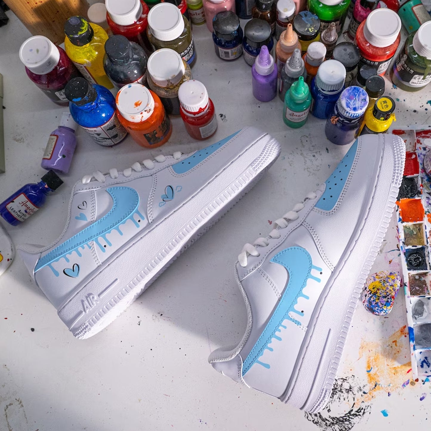 Blue Drip Swoosh Custom Sneaker