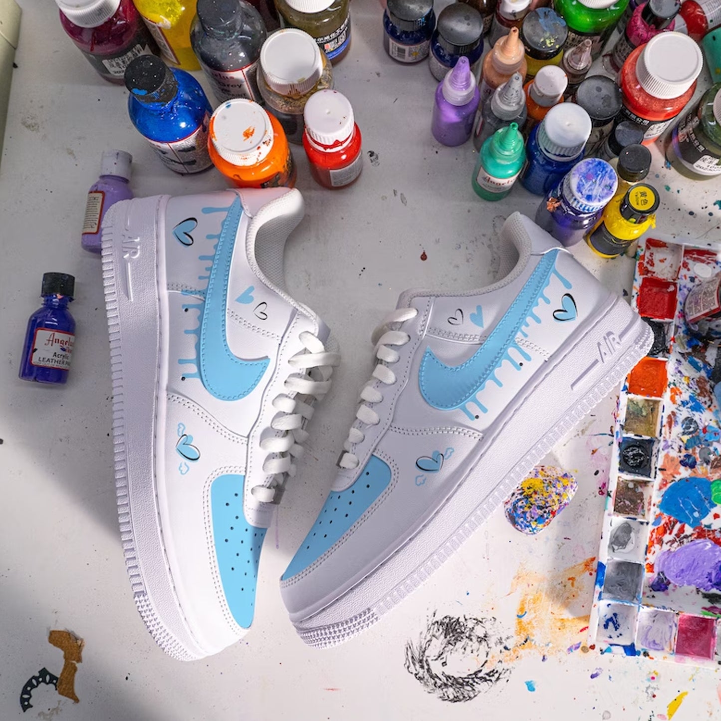 Blue Drip Swoosh Custom Sneaker