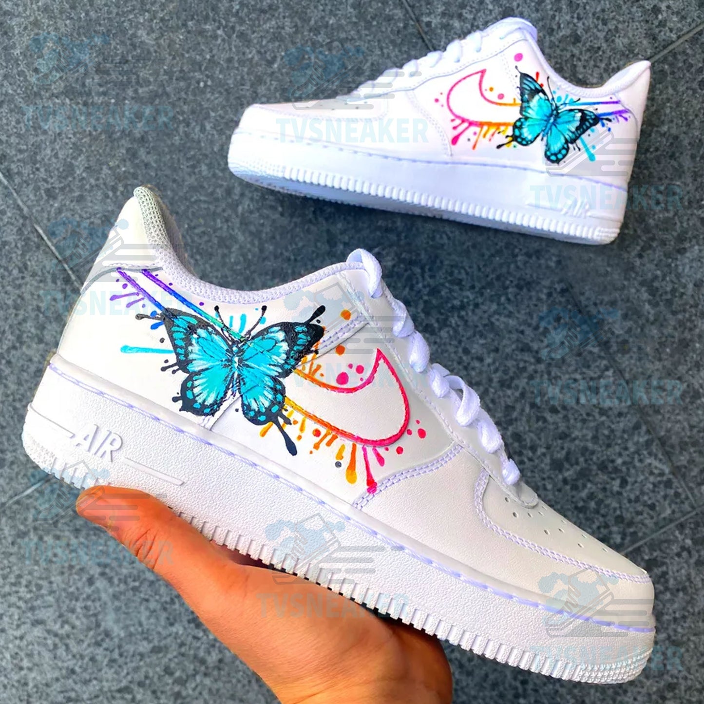 Blue Painted Butterflies Custom Sneaker