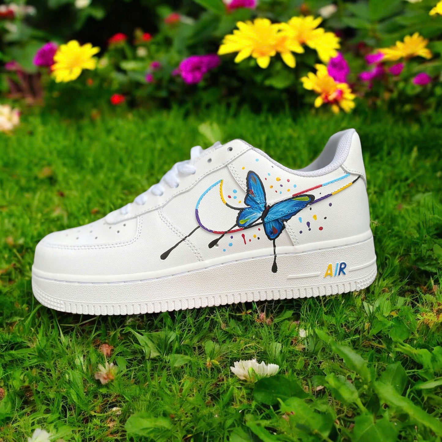 Blue Art Butterfly Custom Sneaker