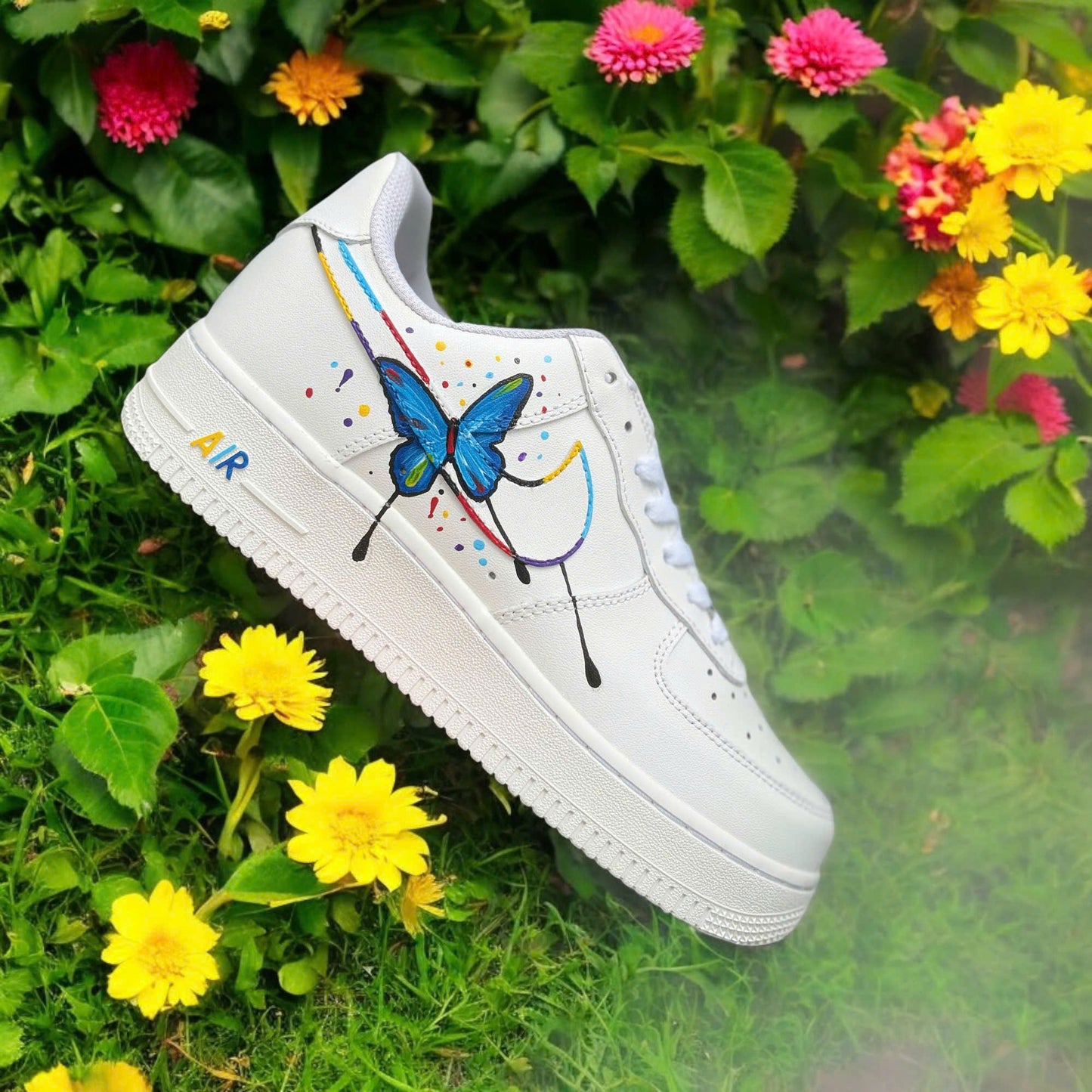 Blue Art Butterfly Custom Sneaker