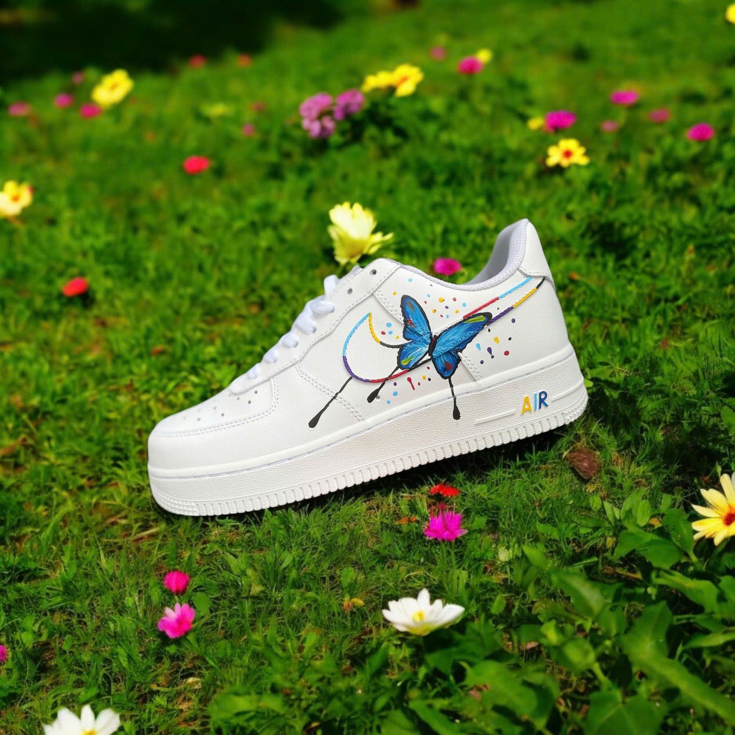 Blue Art Butterfly Custom Sneaker