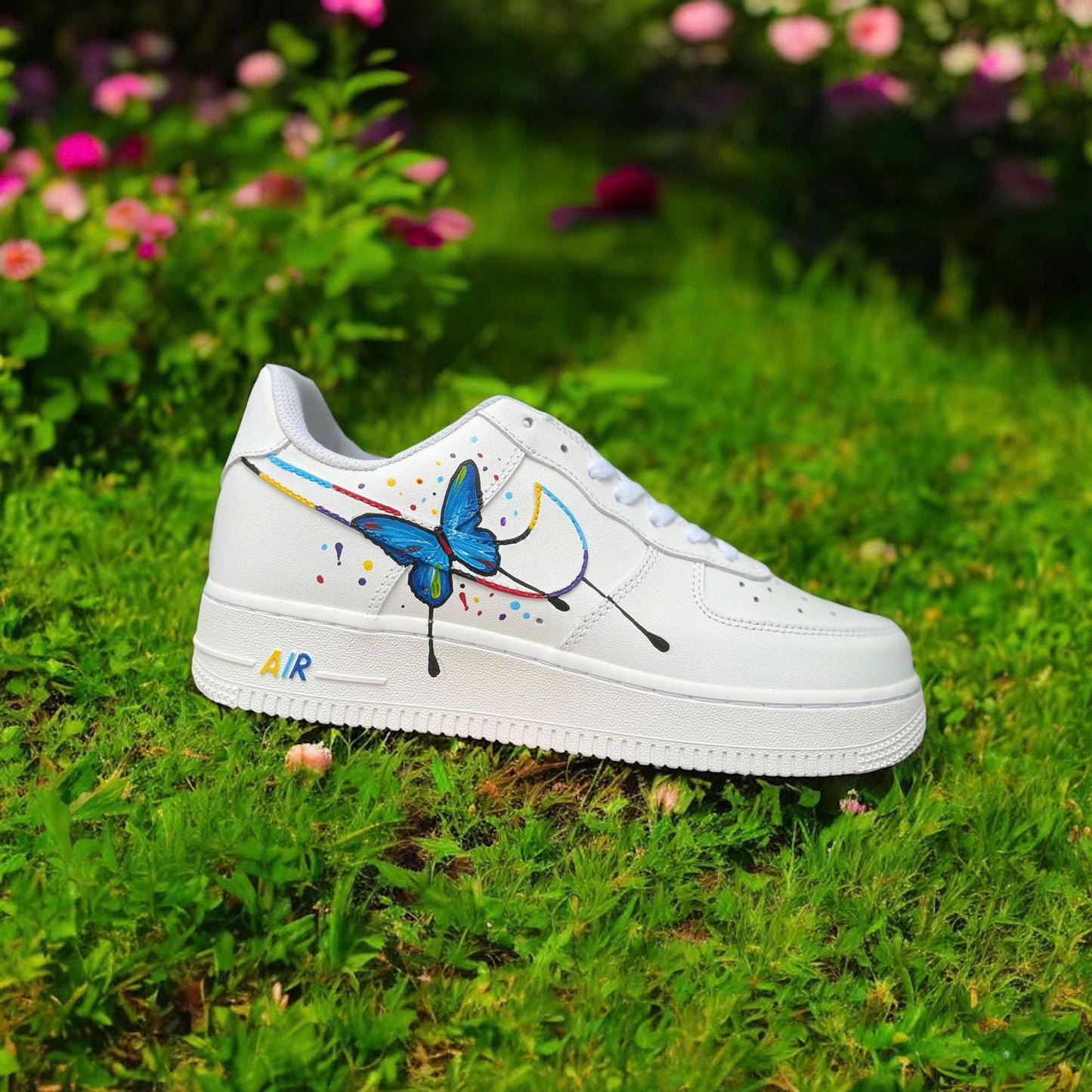 Blue Art Butterfly Custom Sneaker