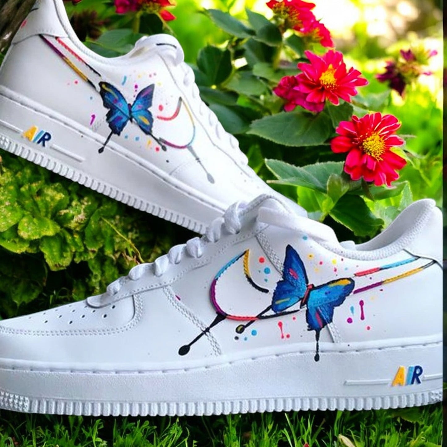 Blue Art Butterfly Custom Sneaker