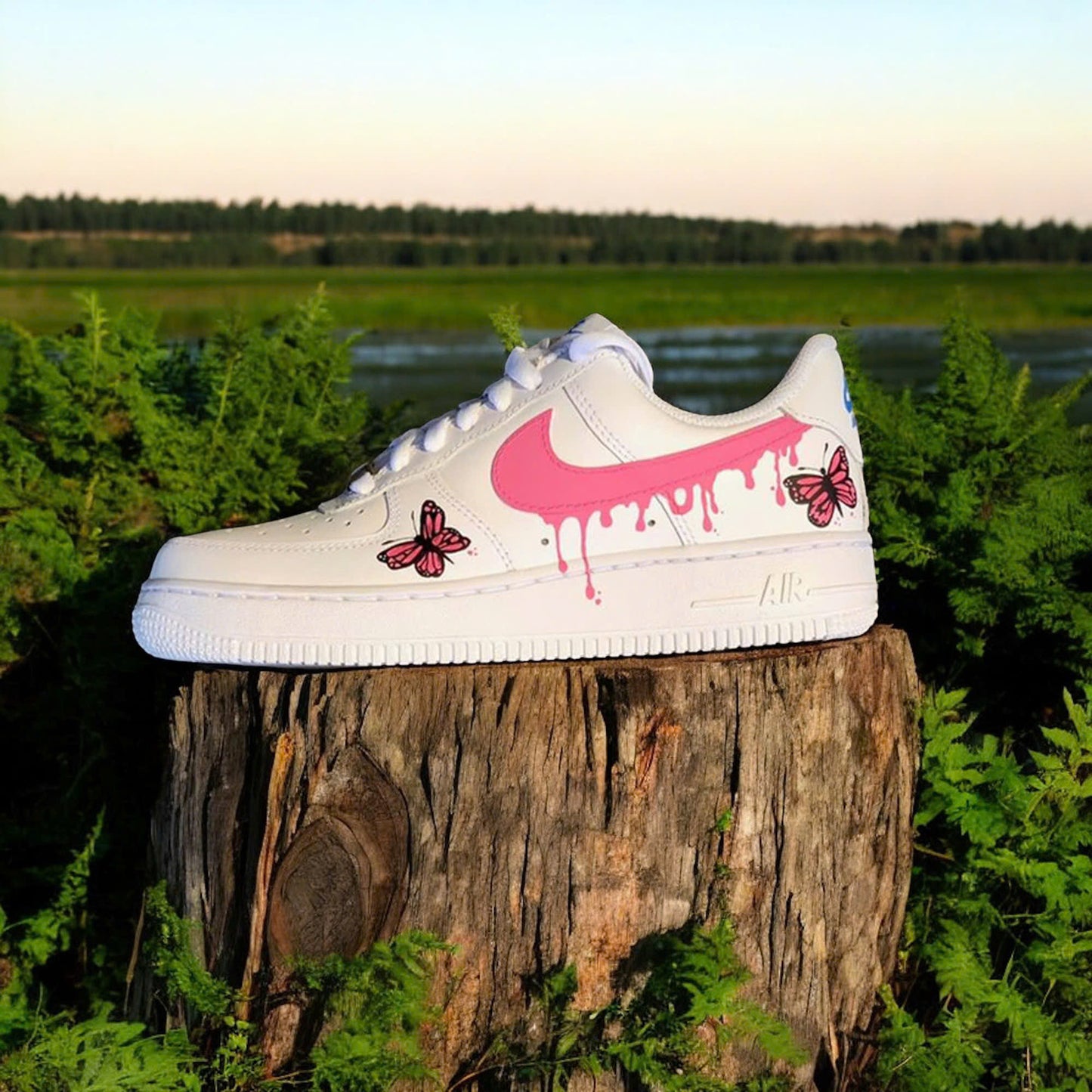 Pink Blue Butterfly Drip Custom Sneaker