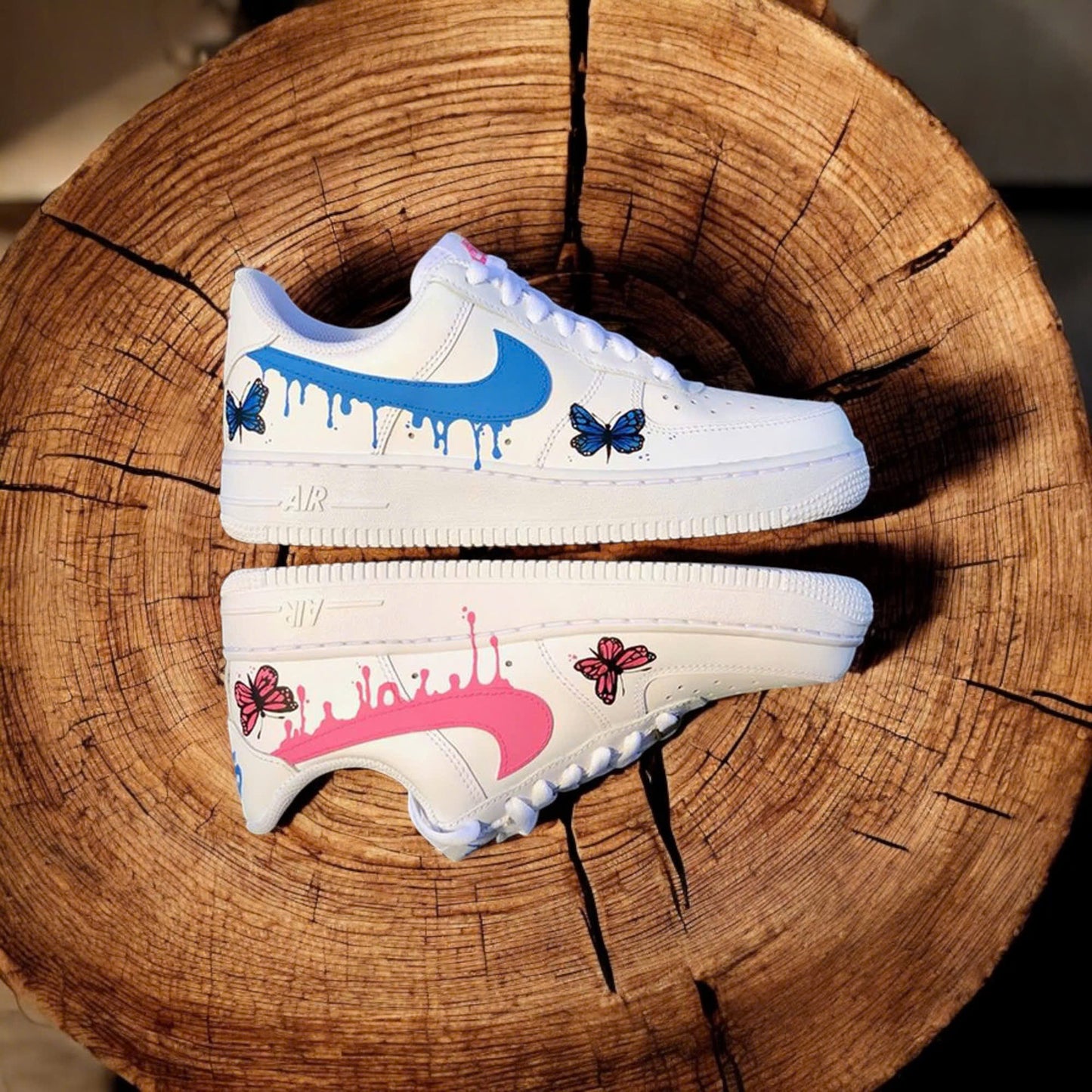 Pink Blue Butterfly Drip Custom Sneaker