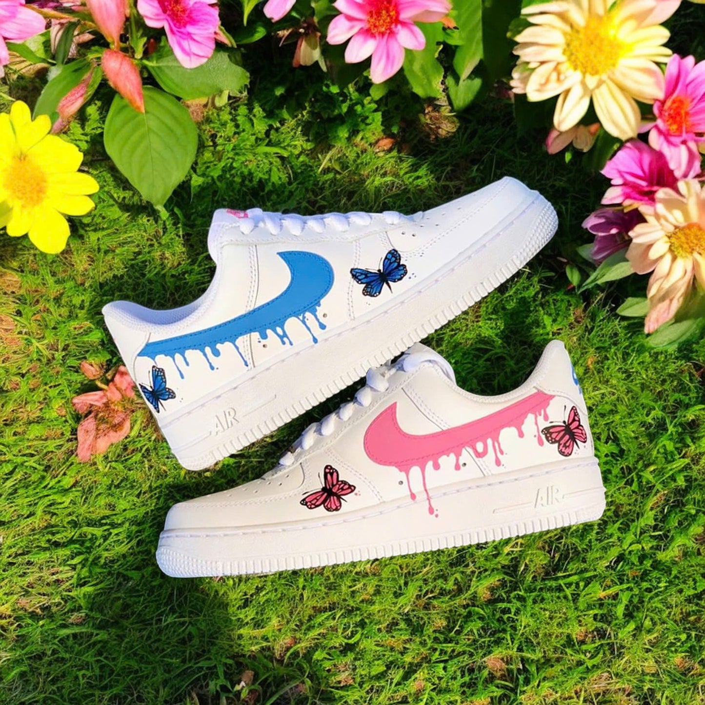 Pink Blue Butterfly Drip Custom Sneaker