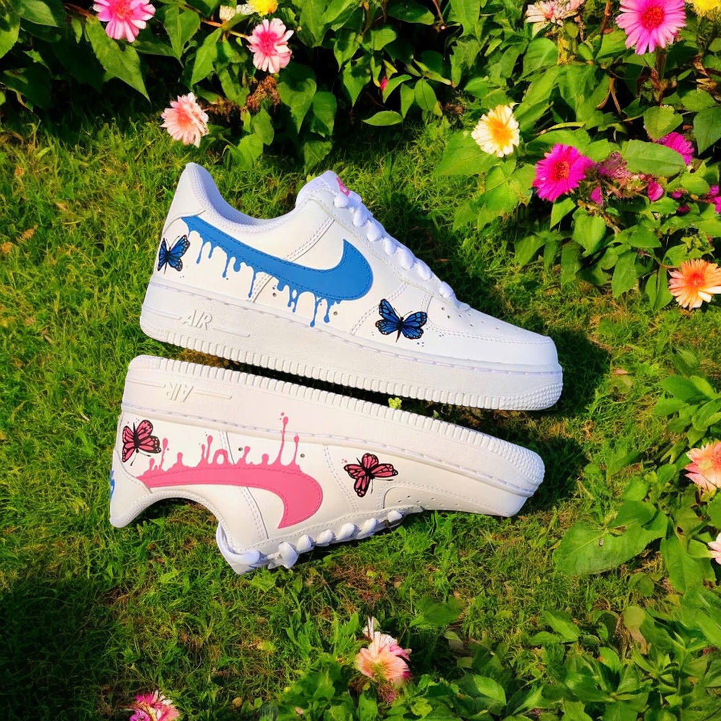 Pink Blue Butterfly Drip Custom Sneaker