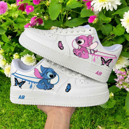 Blue Pink Drip Stitch Butterfly Custom Shoes Air Force 1